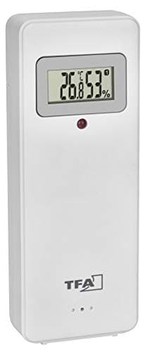 Image of TFA Dostmann 30.3247.02 Thermo-Hygrotransmitter with display, / additional transmitter for wireless weather station elements, white, (L) 40 x (W) 26 x (H) 104 mm
