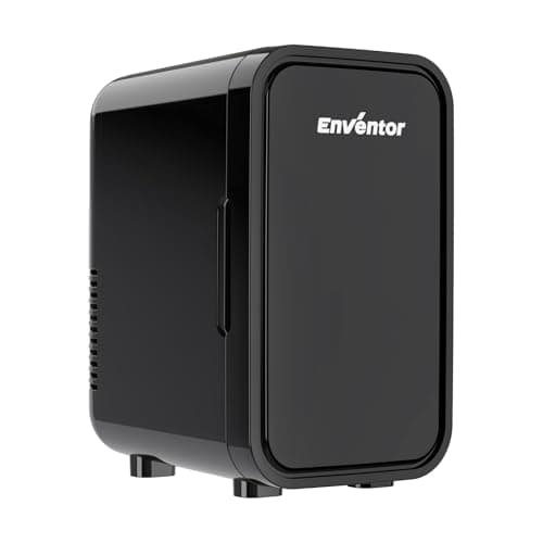 Image of Enventor Mini Fridge 6 Litre/ 8 Can, AC+12V DC Power, Portable Cooler & Warmer, Small Fridge for Bedrooms, Car, Skincare, Fruit and Drinks, Black