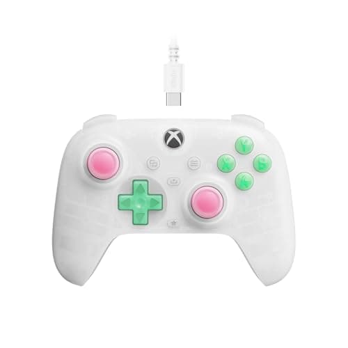Image of 8Bitdo Ultimate Mini Wired Controller for Xbox with RGB Lighting Fire Ring, Hall Effect Joysticks and Triggers, for Xbox Series X|S, Xbox One, Windows 10/11 - Officially Licensed (Translucent White)
