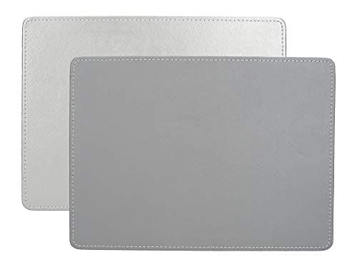 Image of Creative Tops C000268 Silver Placemats, Rectangular, 29 x 21.5 cm, Set of 4 Faux Leather Table Mats