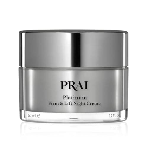 Image of PRAI Platinum Firm & Lift Night Creme 50ml - Nourishing & Hydrating Overnight Moisturiser With Platinum, Shea Butter, Vitamin A - Plumps, Firms, Brightens - Reduces Appearance Of Wrinkles & Fine Lines