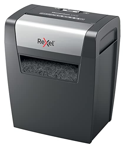 Image of Rexel Momentum X308 Cross Cut Paper Shredder, Shreds 9-8 Sheets (70-80 gsm), 15 Litre Bin, Heavy Duty, Black, 2104570