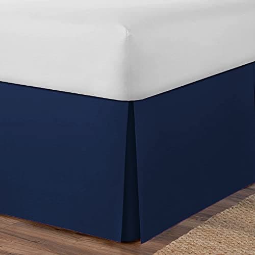 Image of AmigoZone Plain Cotton Percale Platform Base Valance Pleated (Navy, Super King)