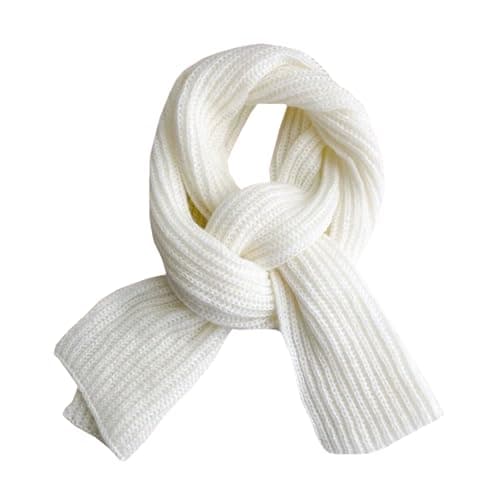 Image of YAUOIPI Warm Autumn and Winter Scarf, Winter Knitted Scarf, Unisex Pure Color Winter Neck Warm Knitting Scarf, Thick Warm Ladies Scarves, Fashion Women Scarves, One Size (White) (White)