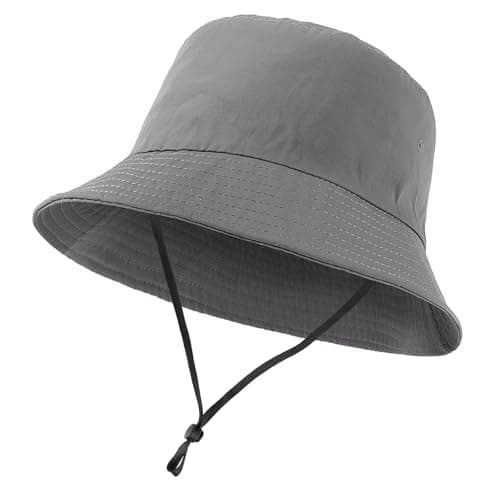 Image of NOEMIN Men's Bucket Hat - Oversize XL/XXL/XXXL Quick Dry Fisherman Hat Lightweight Sun Protection Foldable Adjustable with Chin Strap for Beach Travel and Outdoor Activities Gray