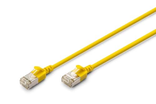 Image of Digitus LAN cable Cat. 6A – 3m – slim version AWG 32/7 – 10 Gbit/s – RJ45 network cable – F/FTP – PoE+ – LSZH – Compatible with Cat. 7, Cat. 6, Cat. 5e – yellow