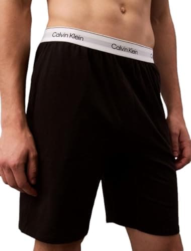 Image of Calvin Klein Men's Modern Cotton Lounge Sleep Shorts Pajama Bottoms, Black/Black, M