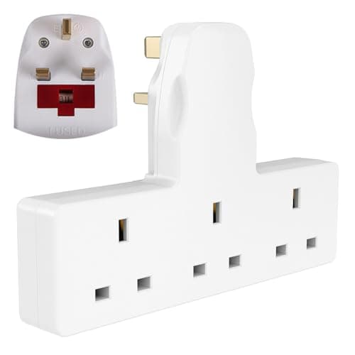 Image of Plug Adapter,3 Way Plug Adapter UK Multi Plug Adaptor,Surge Protector Extension Plug Triple Plug Extender Multiplug Socket Adapter,3 Pin Plug Extension