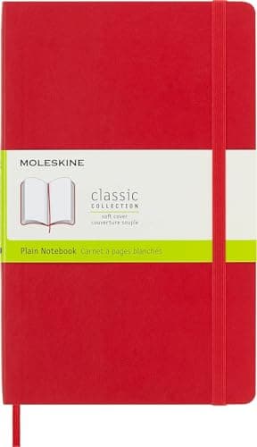Image of Moleskine Classic Notebook, Notebook With Plain Pages, Soft Cover and Elastic Closure, Scarlet Red, Large, 13 x 21 cm, 192 Pages