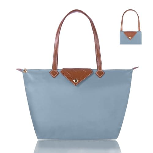 Image of BOJLY Women's Tote Bag, Stylish Waterproof Nylon Large Airy Blue, Foldable, Large Capacity, Simple Design, Women's Adults