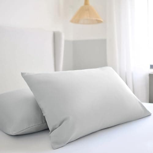 Image of Night Lark Pillowcase Pair Plain Dye Collection – Super Soft Touch Pillow Covers with Microfibre Covers, Luxury Bedding, Machine Washable, Standard Size – Nordic Mist Grey