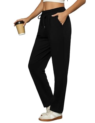 Image of Litherday Womens Straight Jogging Bottoms Casual Workout Trousers Women Training Sweat Pants Activewear Black XL