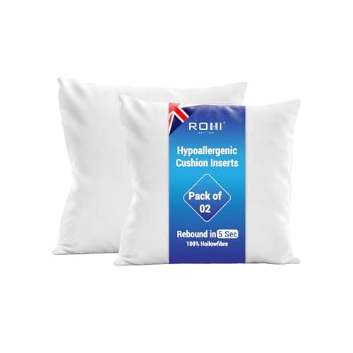 Image of Rohi Set of 2 Hypoallergic Cushion Inners Pads (Pack of 2) 22" x 22" (55cm x 55cm) Cushion Inserts Decorative Square Cushion Stuffer for Sofa Couch Cushions