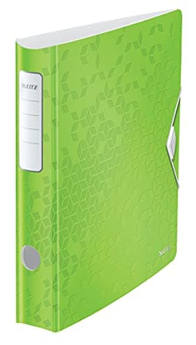 Image of Leitz 11070054 A4 Lever Arch File Active, Curved Spine 65 mm Width, Elastic Fastening, Light Polyfoam, WOW Range, Green