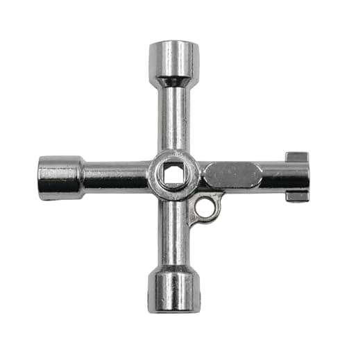 Image of XINXINGDINGSHENG 4-Way Panel Key, Stainless Steel Square Utility Cross Key Wrench, Multifunctional for Elevator, Control Cabinet, Gas Meter, Valve, Electric Box Opening (Silver)