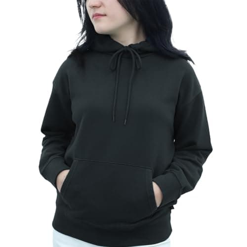 Image of SoftSpun Hoodies for Women UK | 100% Cotton French Terry, Regular Fit Women's Hoodies | Everyday Wear Ladies Hoodie for Women Mineral Black