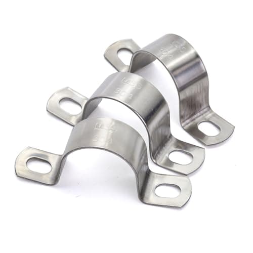 Image of MgcTolBox Pipe Strap Clamp Ø 1 Inch, Heavy Duty Metal U Bracket with 2 Holes - Stainless Steel Conduit Clamps - Pipe Mounting Brackets | Ø 25 mm | 10 Pcs