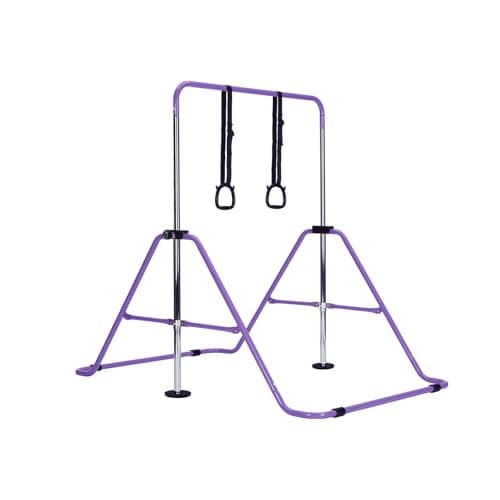 Image of Gymnastics Bar without Mat, Adjustable Kids Gymnastics Equipment for Home, Training Kip Bar with Non-Slip Base, 5 Height Levels 31.5-51.2", Gym Bars for Children, Easy Assembly Design (No Mat, Purple)