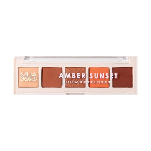 Image of MUA Makeup Academy 5-Shade Eye Shadow Palette, Amber Sunset, Highly Pigmented Matte & Shimmer Blend, Vegan and Cruelty Free