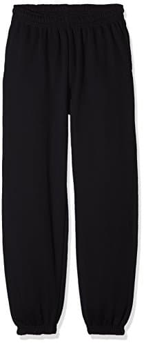 Image of Fruit of the Loom Unisex Kids Elasticated Cuff Classic Jog Pants Pack of 2, Black, 12-13 Years (Manufacturer Size:34)