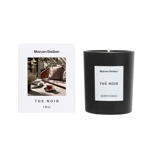 Image of Maison Sicilian Thé Noir Candle - A Luxurious Scent of Velvet Rose, Amber & Woody Musk for Reading & Bath