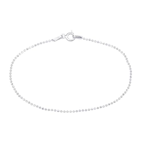 Image of Kualitas Genuine 925 Sterling Silver 1.2mm Diamond Cut Ball Chain Bracelet 6.5"