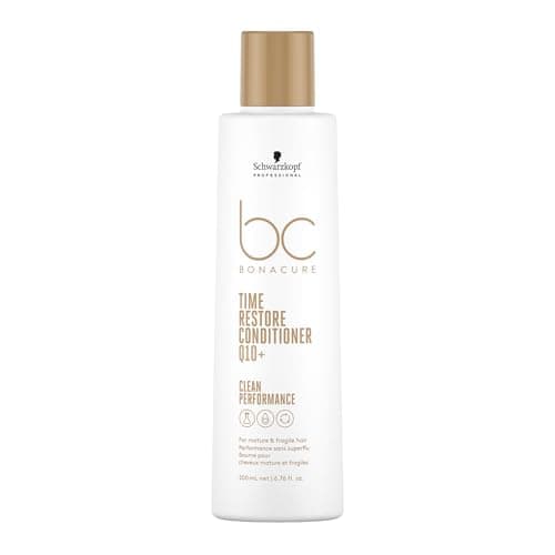 Image of Schwarzkopf Professional Bonacure Time Restore Conditioner For Mature Hair Vegan Care Complex Q10+ Protection Against Visible Signs Of Aging Moisturised Hair Feeling Elasticity Detangling 200 ml