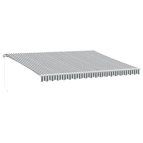 Image of ** vidaXL Manual Retractable Awning - Anthracite/White 450x350 cm - UV Resistant, Adjustable Height, Durable Aluminium Frame, Water-Proof Fabric