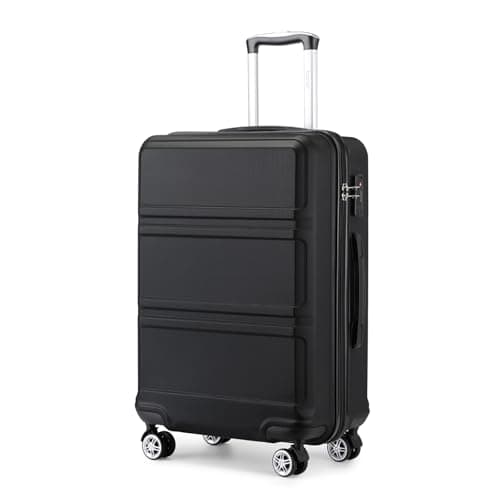 Image of Kono Medium Suitcase 24 Inch Luggage Lightweight ABS+PC Hard Shell Trolley Travel Case with TSA Combination Lock and 4 Wheels Spinner (24", Black)