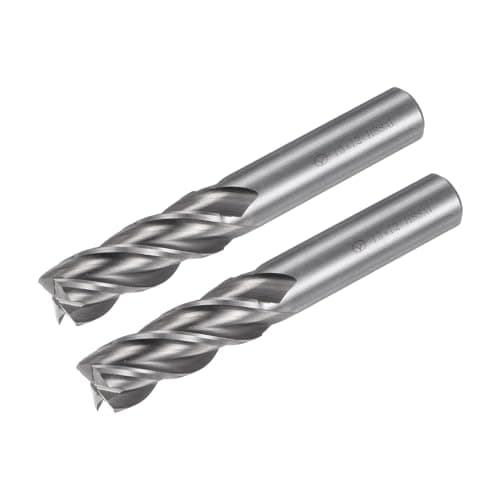 Image of sourcing map 2pcs Carbide End Mills 4-Flute 13mm / 0.51" High-Speed Steel CNC Milling Cutter Bits Tool with Straight Shank for Aluminum Steel Cutting Metalworking
