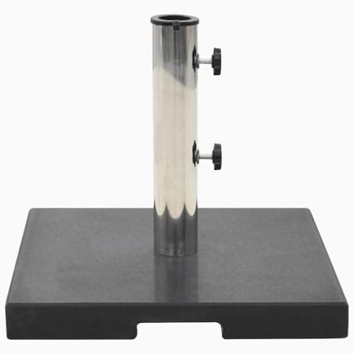 Image of vidaXL Parasol Base, 20 kg Square Black Granite with Stainless Steel Tube Holder, Suitable for umbrella poles of 38/48 mm Diameter, Non-slip and Wind-Resistant.