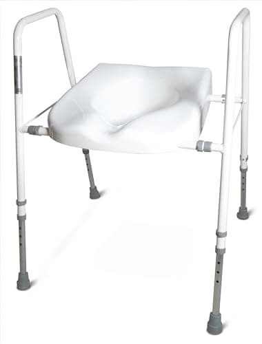 Image of Aidapt Raised Toilet Seat and Frame.Height,Width Adjustable,Non-Slip Ferrules,Toilet Surround,Integral Armrests,Push-Pin Adjustment,No Tools Required,Supplied Assembled,Elderly,Hip Surgery Recovery