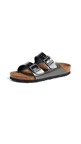Image of BIRKENSTOCK Women Arizona Loafer, Metallic Anthracite, 4 UK
