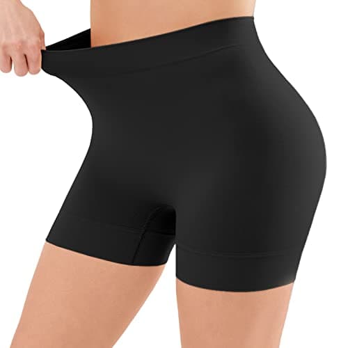 Image of YADIFEN Chaffing Shorts for Women Anti Chafe Shorts Ladies Boxer Underwear Lycra Slip Short Seamless Briefs for Under Skirts Black L