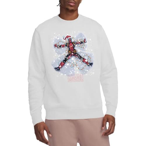Image of Marvel Deadpool Christmas Snow Angel Unisex Sweatshirt, White, Medium