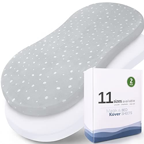 Image of Bassinet Sheets 2 Pack, Fit for Halo BassiNest Swivel, Glide, Flex Sleeper, 4moms Mamaroo Sleep Bassinet, Baby Boy/Girl, Ultra Soft & Super Stretchy, White & Grey Ball,18" x 30"