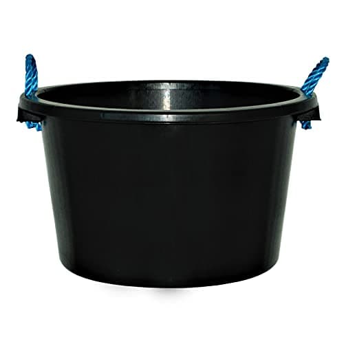 Image of Black - Extra Large Rope Handle Bucket Heavy Duty Strong Plasterer Mixing Cement Muck Buckets Builders Bucket Multipurpose Water Storage Tub - MADE IN UK (45L Litre)