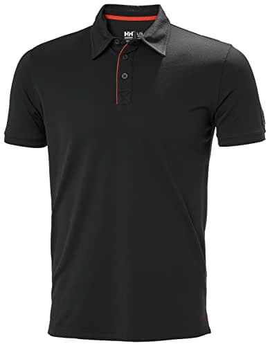 Image of Helly-Hansen Workwear Kensington Tech Polo Shirts for Men - Lightweight Breathable Short-Sleeve Pullovers for High Mobility, 991 Black, XL