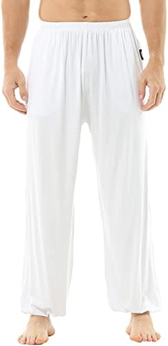 Image of Hoerev Super Soft Modal Spandex Harem Yoga Pilates Trousers,White,XS