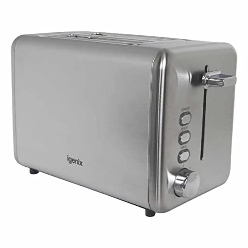 Image of Igenix IG3202 2 Slice Toaster, Deep Slots with Adjustable Browning Control, Slide Out Crumb Tray for Easy Cleaning, Defrost and Reheat Function, Stainless Steel