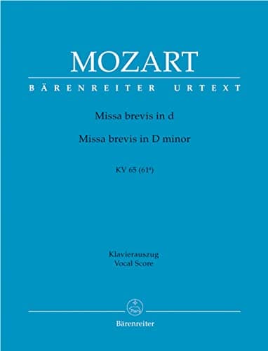 Image of Wolfgang Amadeus Mozart: Missa Brevis In D Minor K.65: Mixed Choir: Vocal Score