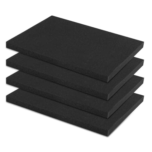 Image of 4PCS Black Foam Boards, Toolbox Foam,400 x 300 x 25mm Pre-Cut Density Upholstery Tool Box Foam Padding for Cases Organisation Tool Box, Flight Cases, Camera Storage, DIY Storage System