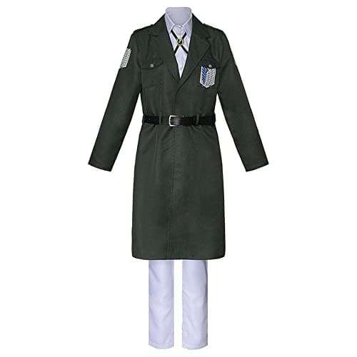 Image of Xinchangda Levi Cosplay Costume Eren Jaeger Cosplay Outfits Anime Survey Corps Uniform Scouting Legion Freedom Wings Costume Long Jacket Pants Full Set for Halloween