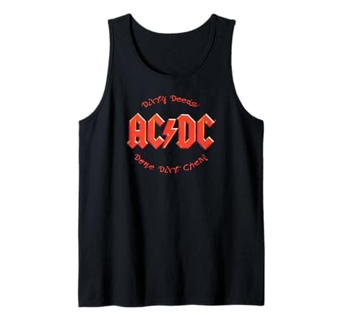 Image of AC/DC Dirty Deeds Done Dirt Cheap Script Text Tank Top