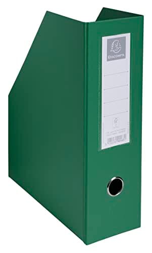 Image of Exacompta - Ref 90163E - PVC Magazine File - Suitable for Storing A4 Documents,100mm Spine, Construction from 2mm Rigid PVC, Finger Hole & Label on Spine -Dark Green