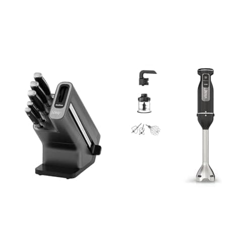 Image of Ninja Foodi StaySharp Knife Block with Integrated Sharpener, 5-Piece Knife Set Includes Chef Knife & Ninja Foodi 3-in-1 Hand Blender, Hand Mixer & Chopper, Food Processor