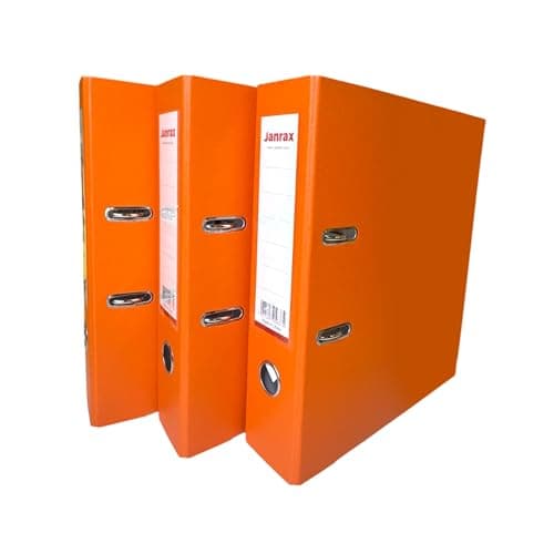 Image of Pack of 3 A4 Orange Paperbacked Lever Arch Files by Janrax