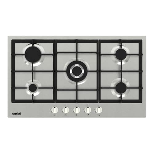 Image of Baridi 90cm Built-In Gas Hob Stainless Steel with 5 Burners, Cast Iron Supports & Auto Ignition 11kW – DH382