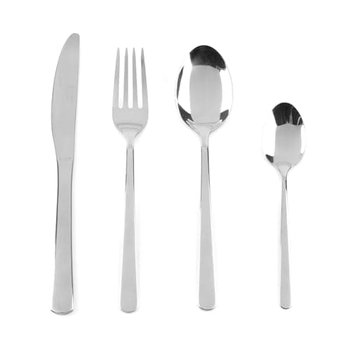 Image of Russell Hobbs RH00022GP 16 Piece Cutlery Set – Vienna Stainless Steel Flatware Service for 4 People, Knife & Fork Silverware, Dishwasher Safe Knives Forks Spoons, Mirror Polish Finish, Home/Restaurant