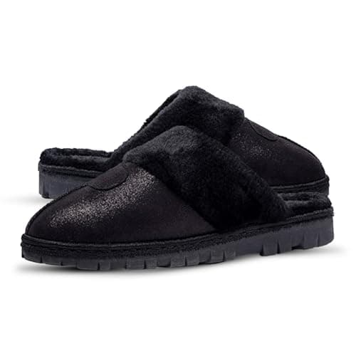 Image of A2Z Women Slippers Winter Warm Cozy Faux Fur Slippers Fuzzy Comfortable Non-Slip - SLPR LDS Grace Black 4 UK